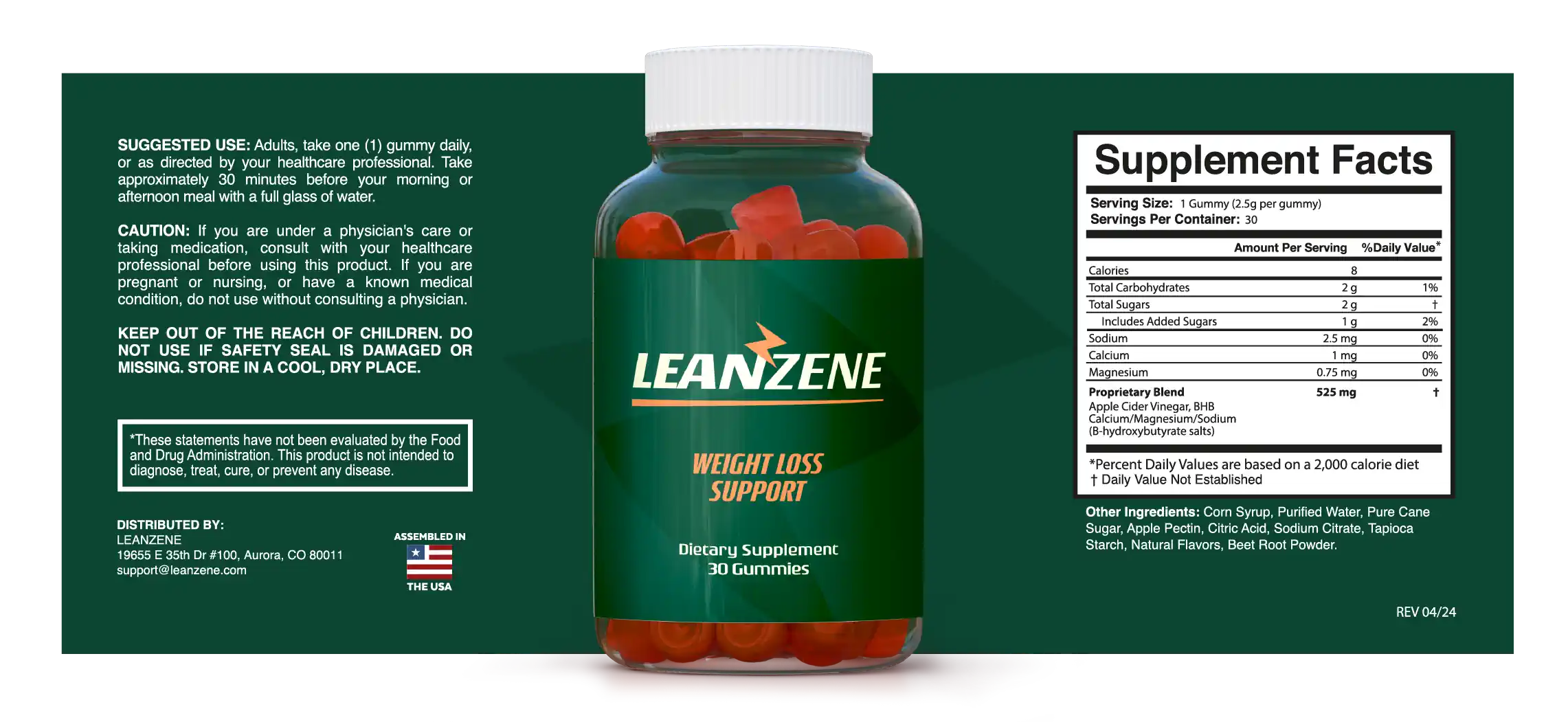 Leanzene Supplement Label
